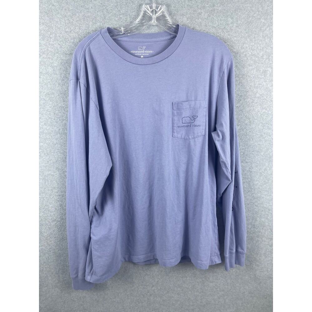 Vineyard Vines Whale Shirt Men's M Blue Long Sleeve Pocket Tee Beach Preppy